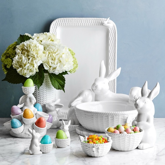 Williams Sonoma Sculptural Bunny 🐰 Ceramic Egg 🥚 Holder BNIB - Picture 7 of 7